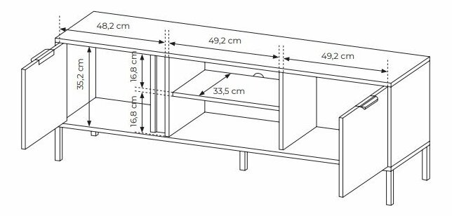 Masă TV/Dulap Lyran 2D (antracit + Auriu)