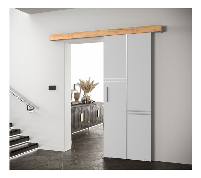 Posuvné dvere 90 cm Sharlene VIII (biela matná + craft zlatý + strieborná)