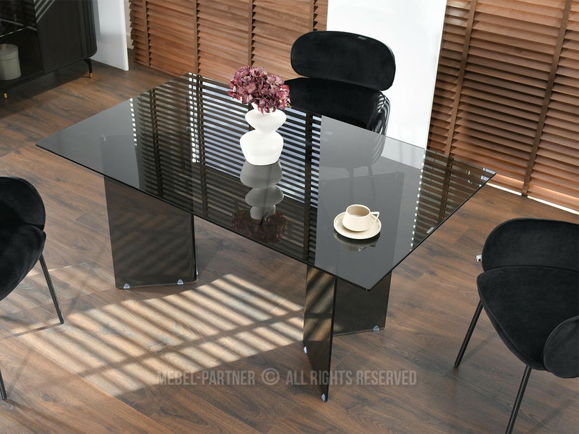 Masă sufragerie Fernandez (sticlă fumurie)