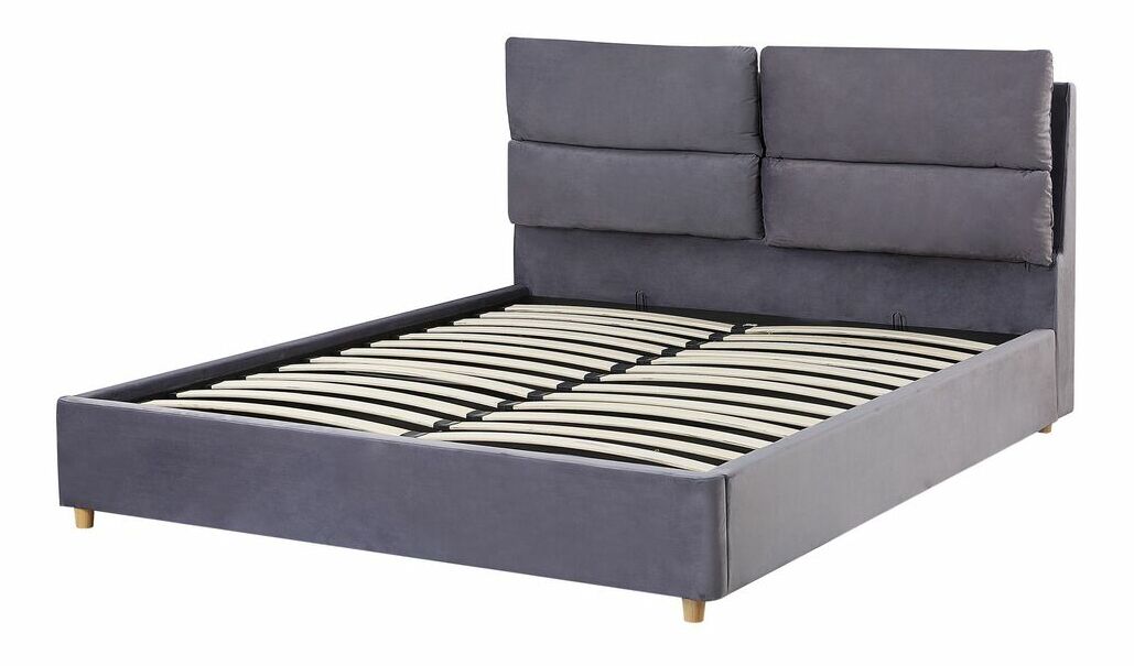 Bračni krevet 140 cm BALSAS (tekstil) (siva) (s podnicom)