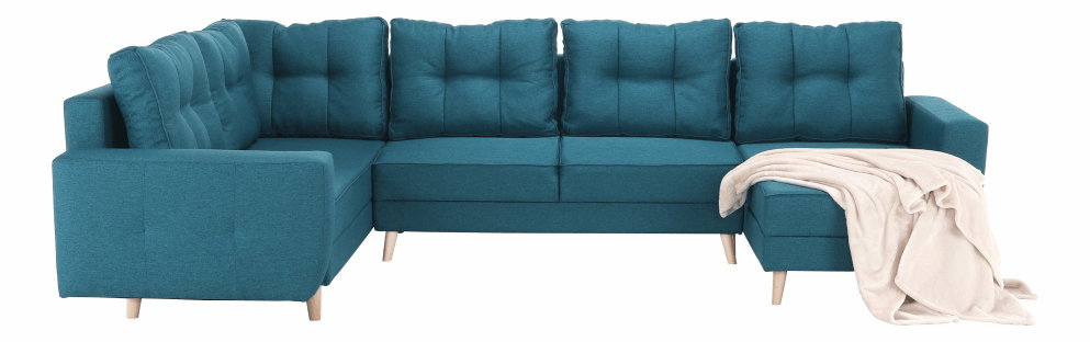 Sedacia súprava v tvare U Vellin (tyrkysová) (L)