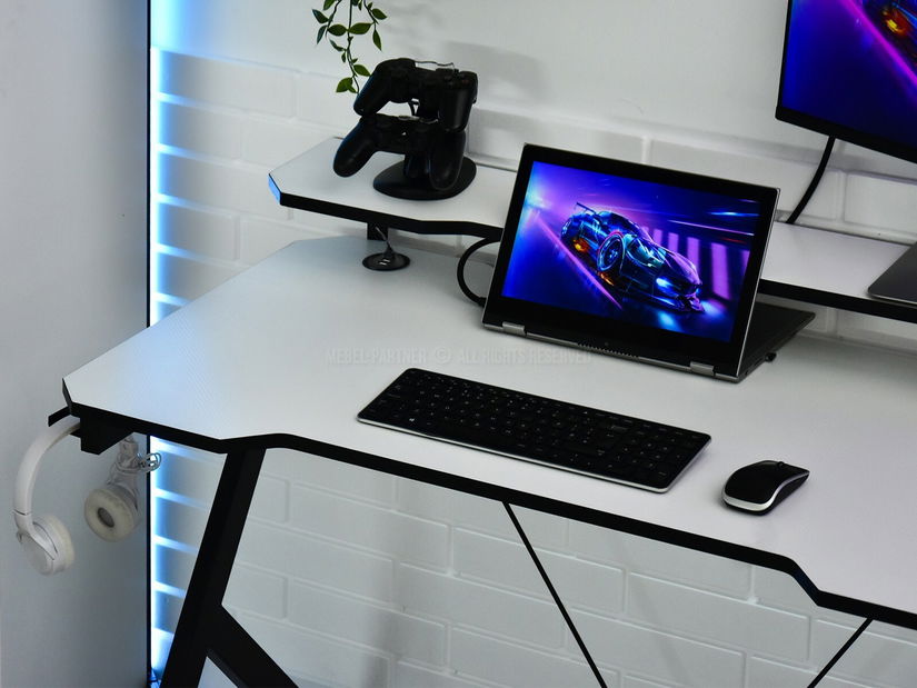 Masă PC Rolls (alb + negru)