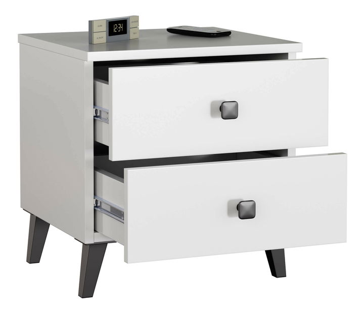 Nočný stolík Moteadas (biela + čierna)