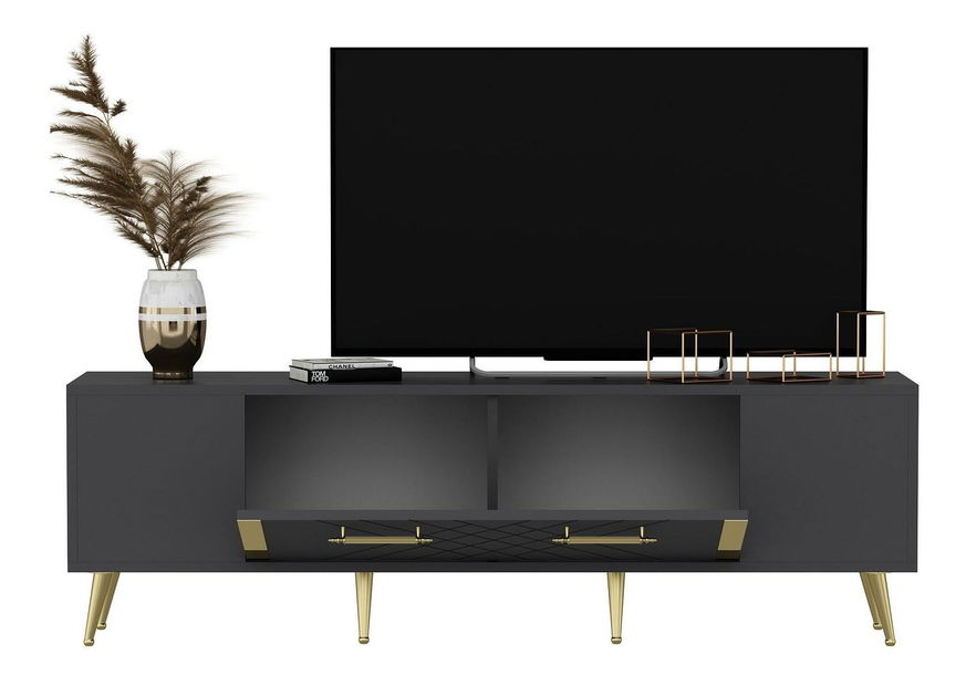 TV asztal/szekrény Tunini (antracit + arany) 