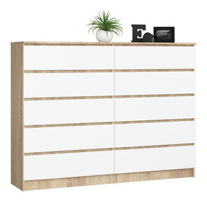 Comodă Kurtinaitis 10SZ (Stejar sonoma + Alb)