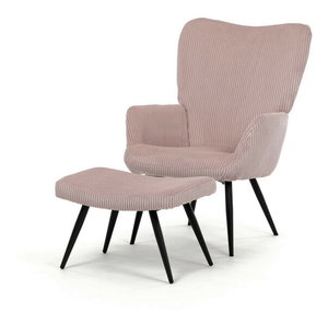 Kreslo s taburetkou Laruigo (ružová)