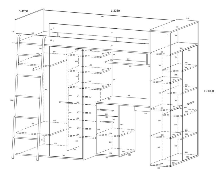 Poschodová posteľ 90 cm Vivian (L) (s roštom) (dub artisan + nebeská modrá)