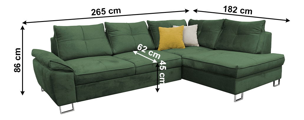 Sarokkanapé Fanille (smaragd) (J)