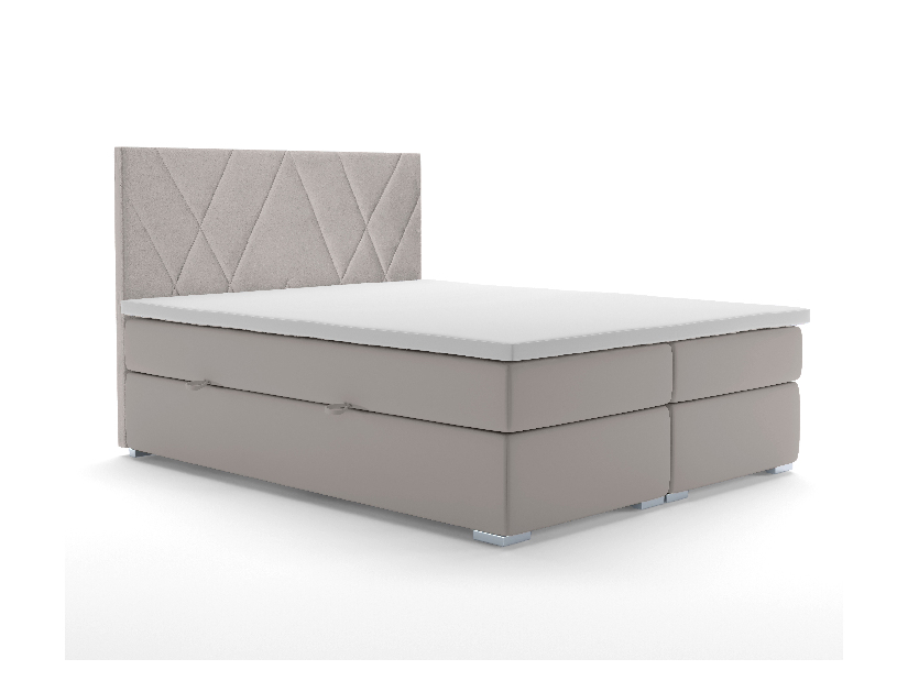 Pat matrimonial Boxspring 140 cm Lanarra (bej) (cu sp. depozitare)