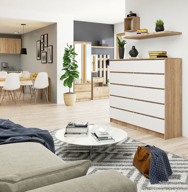 Comodă Keanu V (Stejar sonoma + alb) *vânzare stoc