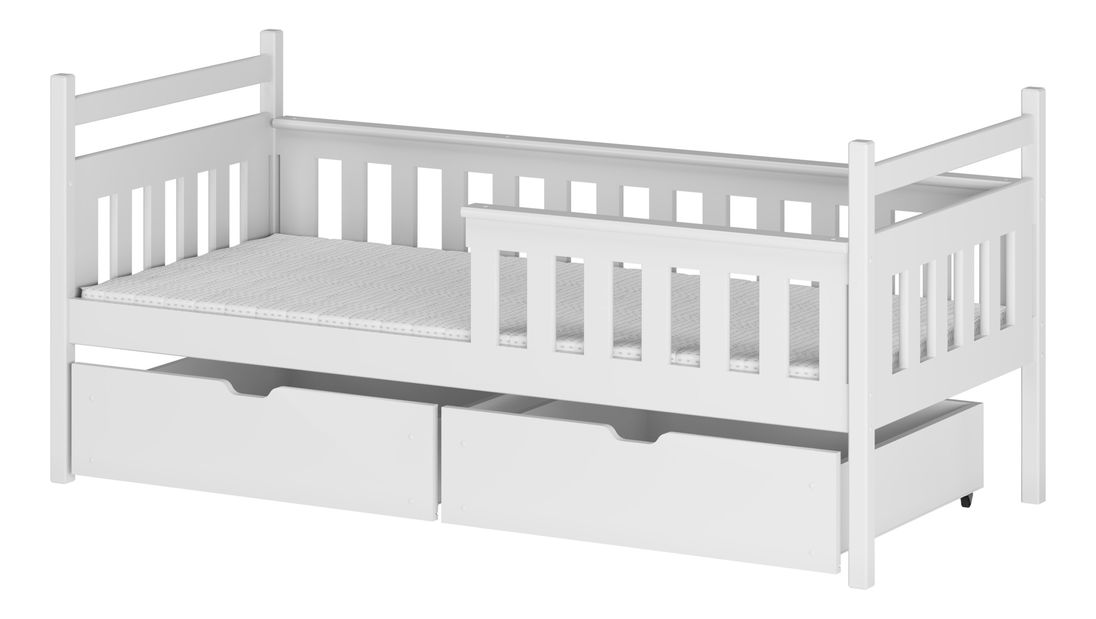 Gyerekágy 90 x 190 cm Emelda (ágyráccsal és tárolóhellyel) (fehér)
