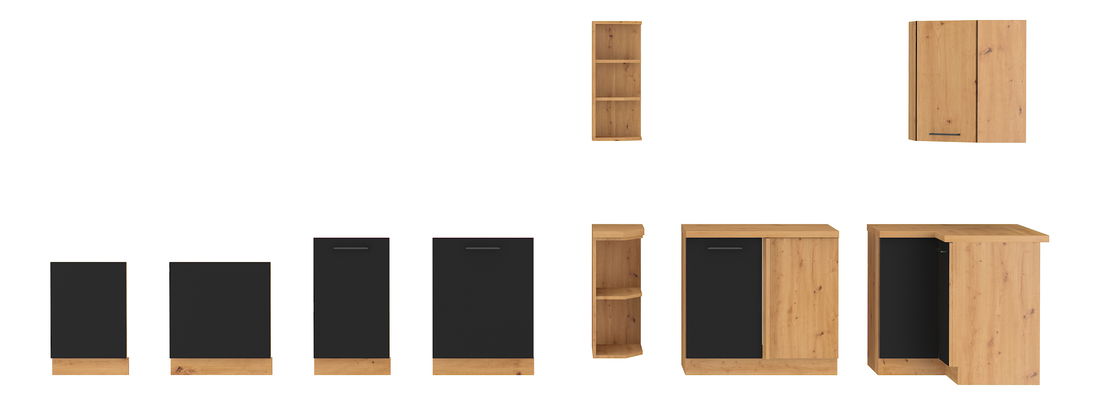 Dvierka na umývačku riadu Miraluna (dub artisan + čierna matná) *bazár