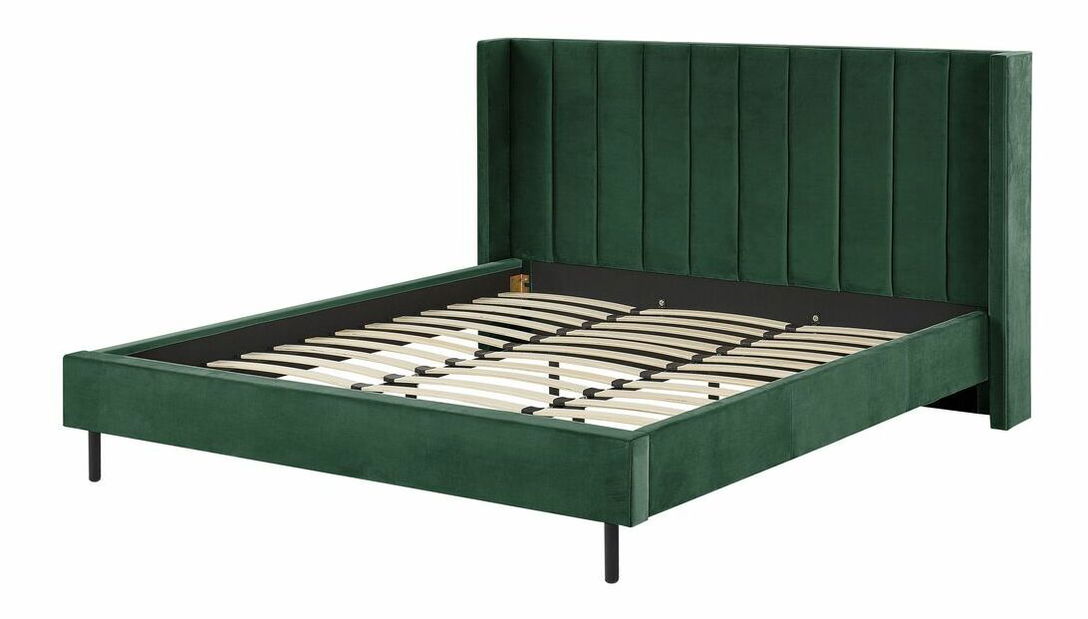 Manželská posteľ 180 cm VINNETTE (textil) (zelená) (s roštom)