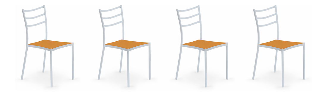 Set 4 ks. jedálenských stoličiek K 159 biela + pomarančová *bazár
