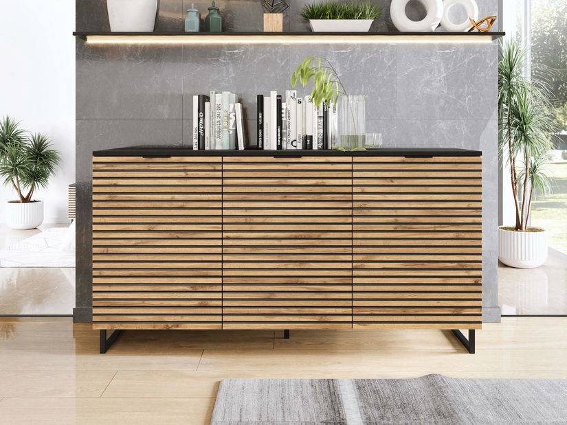 Szekrény Surezina 3D (fekete grafit + wotan tölgy) 