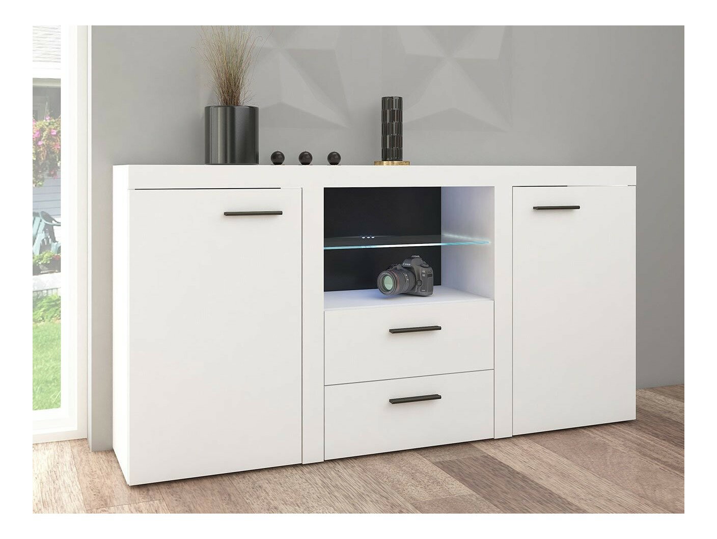 Comodă combinată Rokara (Alb) (iluminat LED)