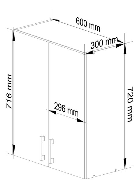 Dulap superior de bucătărie Lula W60 720 (alb + stejar sonoma)