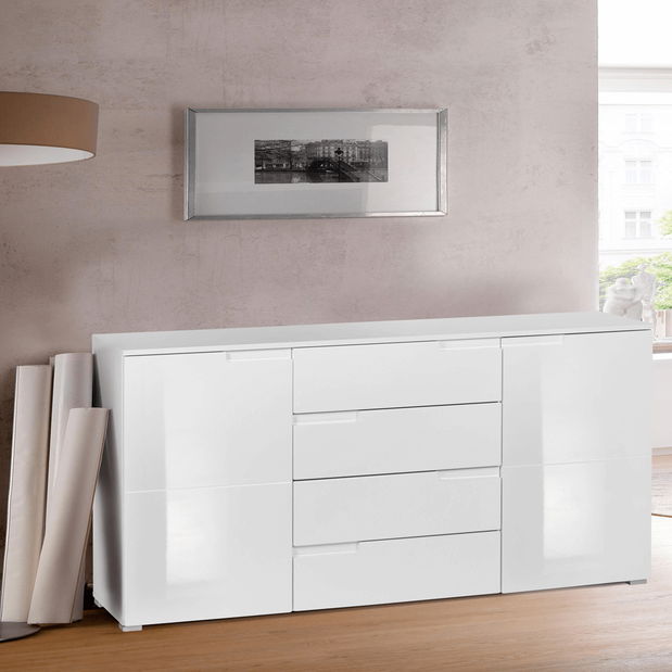 Kombinovaná komoda Merissa typ 2 (biely lesk + biela)