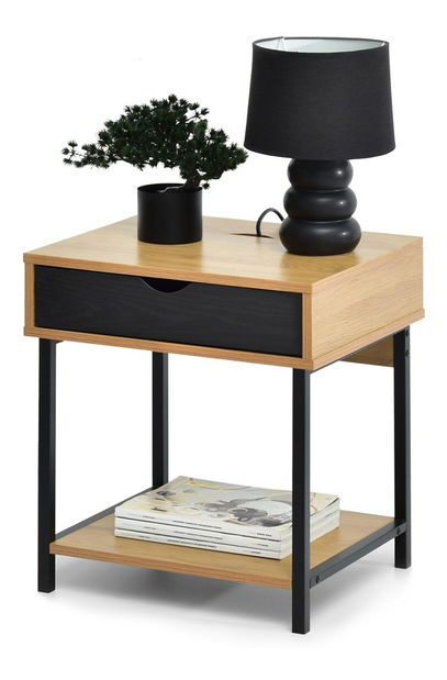 Noptieră Emmo (stejar + negru)