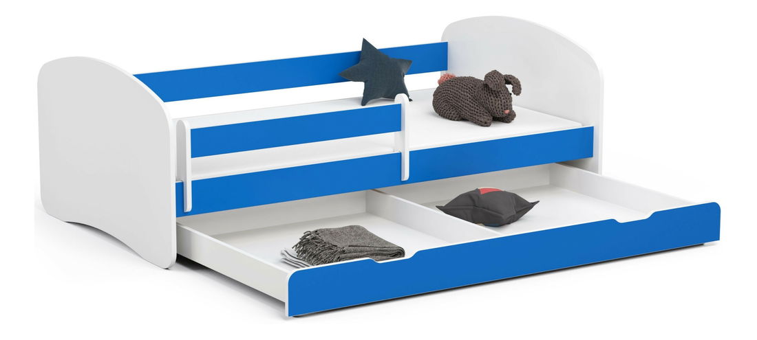 Pat pentru copii Pranshi III (albastru) (cu saltea)