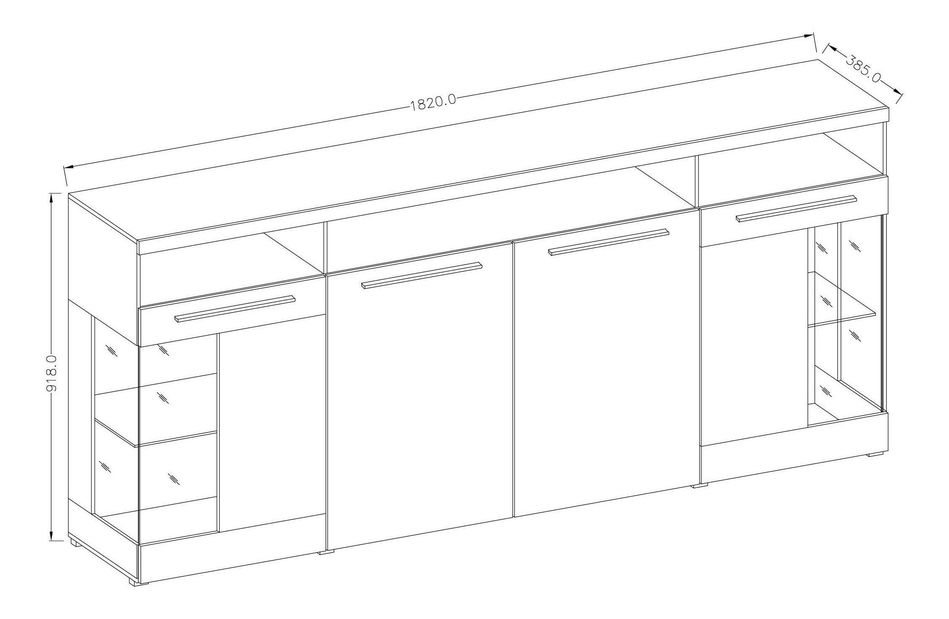 Vitrină Indiko Typ 42 (alb + alb lucios)