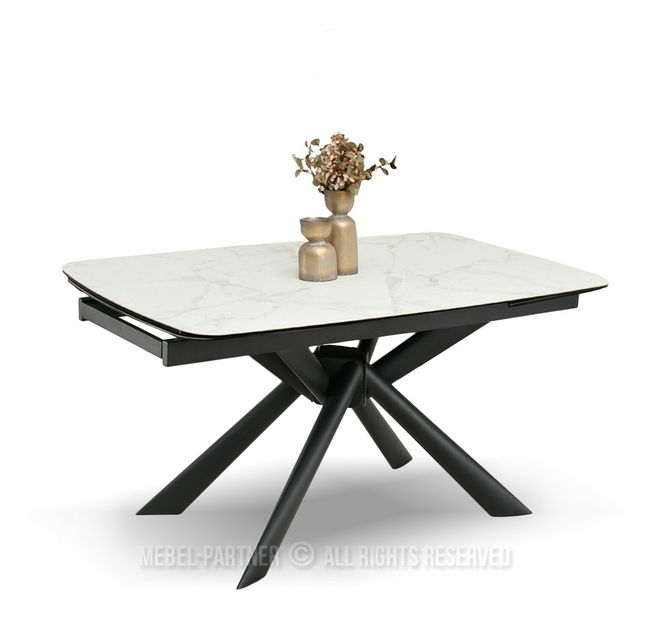 Blagovaonski stol Denzel (bijeli mramor + crna)