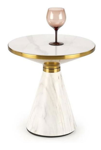 Konferenčný stolík Toby (biely mramor + zlatá)