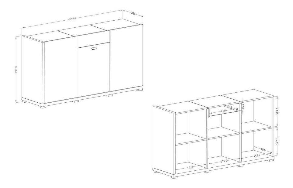 Komód Laree Typ 43 (flagstaff tölgy + fényes fehér)