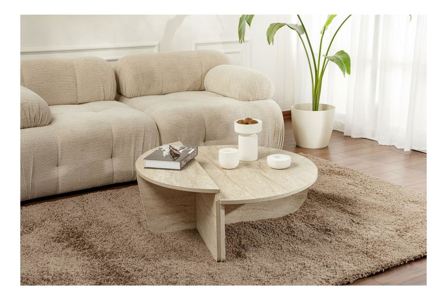 Măsuță de cafea Oronerro 1 (travertin + Marmură)