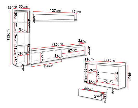 Nábytok do obývacej izby Nova I (biela + biela lesklá)