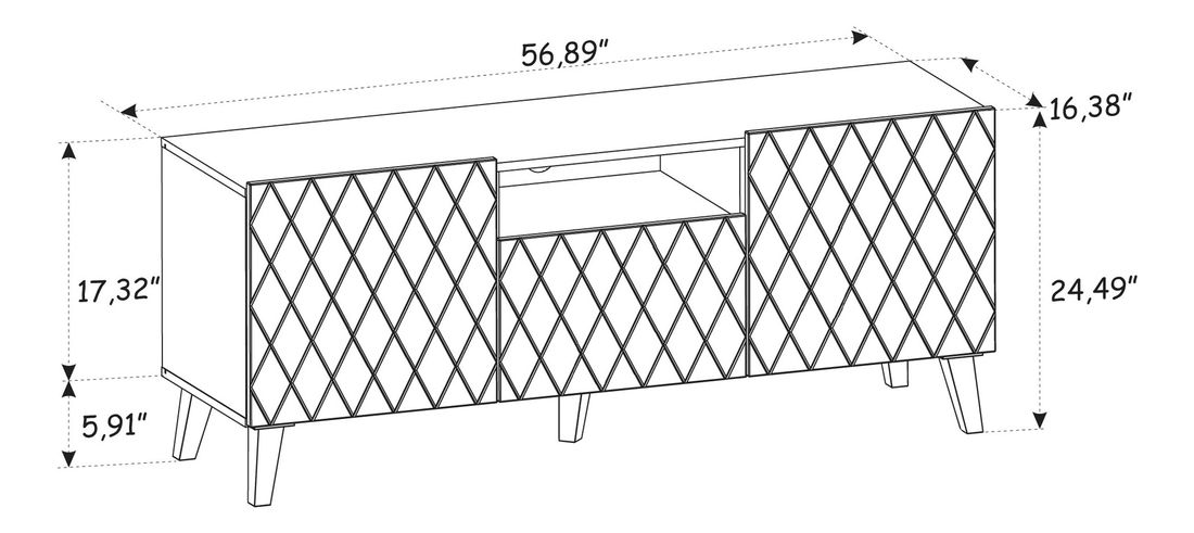 TV asztal/szekrény Dintanna 145 (fehér + fényes fehér)