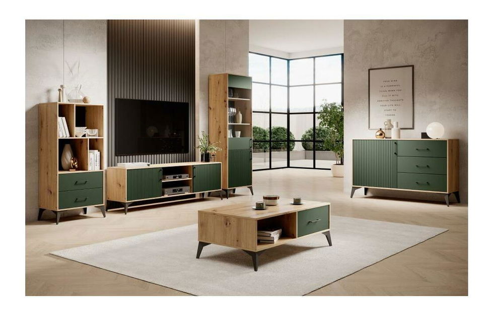 Stolić za kavu Luvonut LU8 (hrast artisan + tamnozelena + crna) *rasprodaja