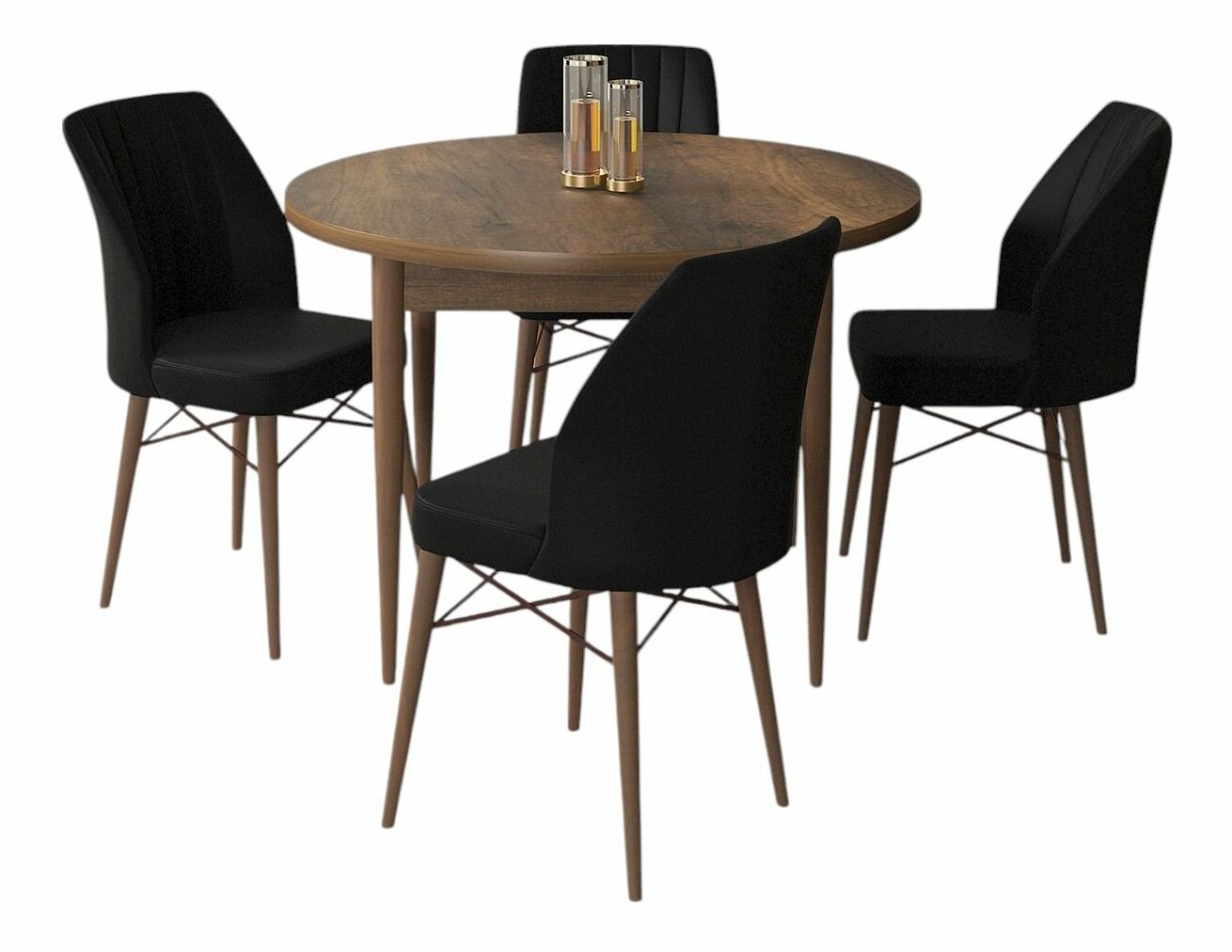 Jedálenský set Roxie (orech barokový + čierna) (pre 4 osoby)