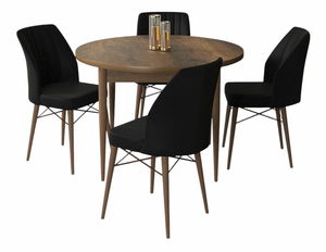Jedálenský set Roxie (orech barokový + čierna) (pre 4 osoby)