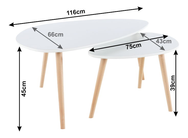 Masă de cafea Frances (2 buc.)