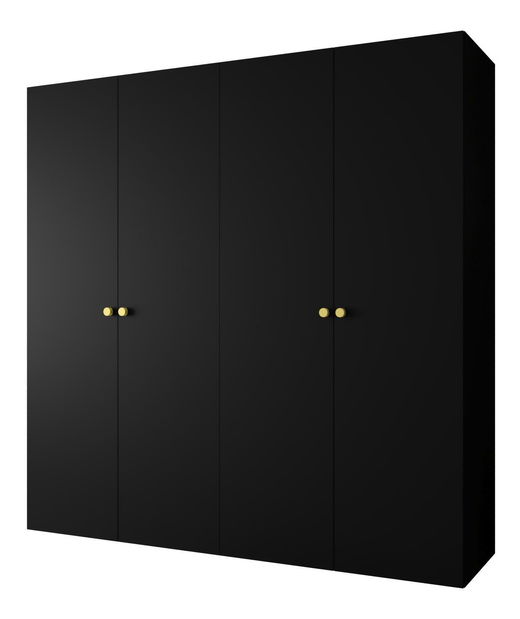 Šatníková skriňa 200 cm Parna 1 (čierna + zlatá)