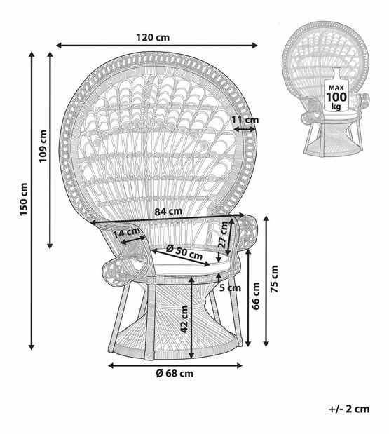 Záhradné kreslo Elixane (čierna)