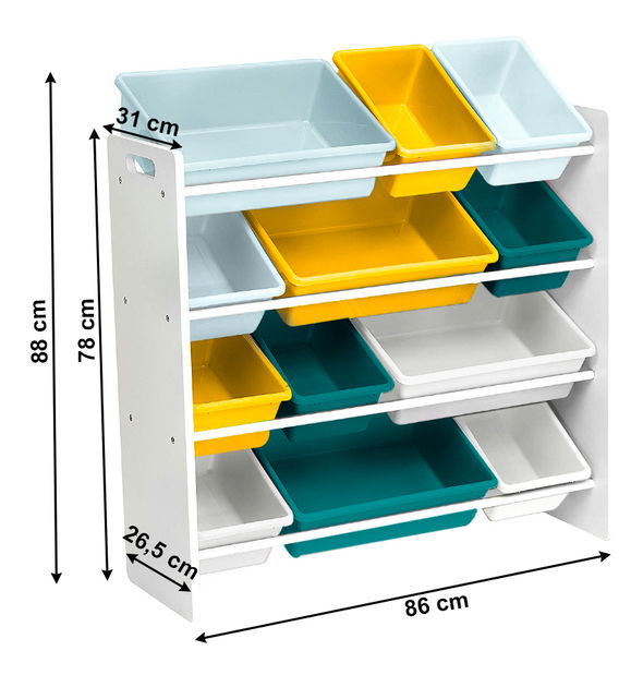 Organizator pentru jucării Malka (alb + albastru + Galben)