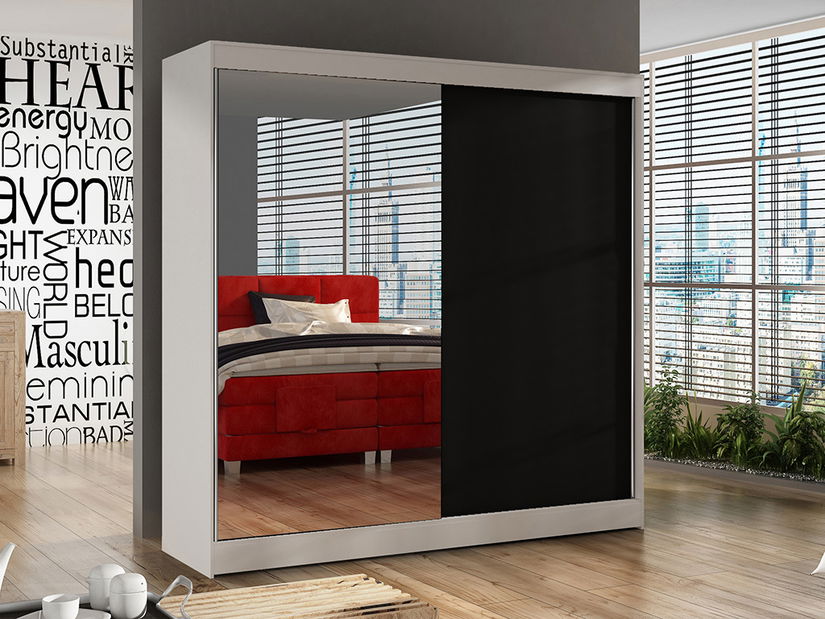 Šatníková skriňa Birdie (biela + čierna)