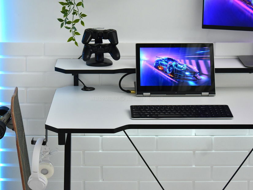 PC asztal Rolls (fehér + fekete)