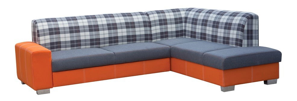 Rohová sedačka Seymour (modrá + oranžová) (P)