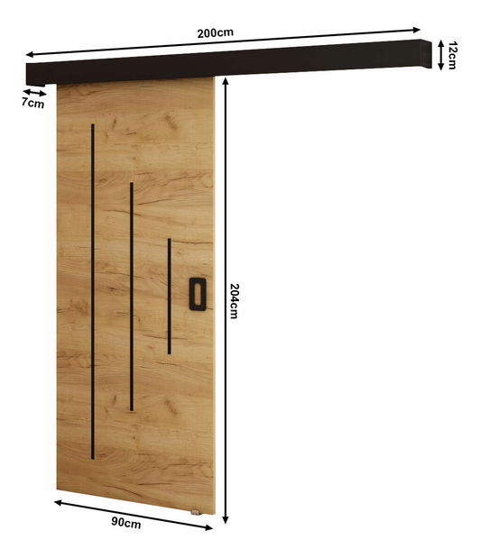 Uși culisante 90 cm Bethany Y (craft auriu + negru mat)