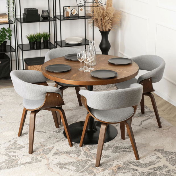 Jedálenský set Leyes 2 (orech + čierna + sivá) (pre 4 osoby)