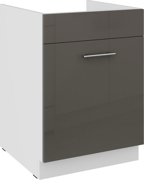 Dolná kuchynská skrinka Lavera 60 ZL 1S BB (korpus: biela + front: lesk sivý)