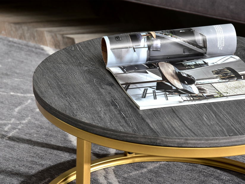 Dohányzóasztal Kolja Stolik S (szürke tölgy + arany)