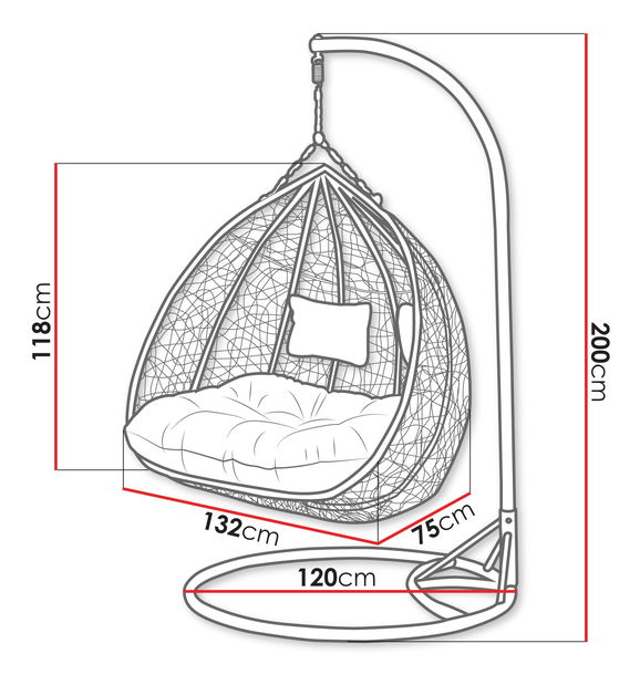 Dvojité závesné kreslo Loma (sivá)