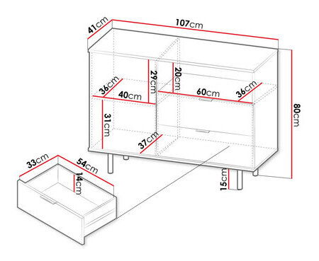 Komoda Newelon K1D2SZ NW01 (kašmir + zlatna) 