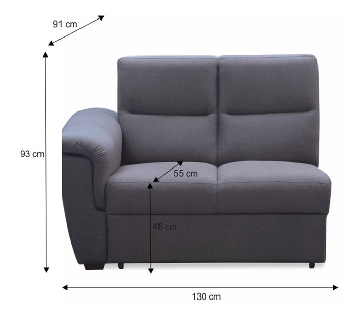 Časť s opierkou, sivá sedacieá látka, na objednávku 2 