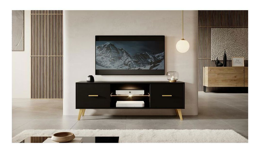 TV skrinka/stolík Savoi I (s osvetlením) (čierna)