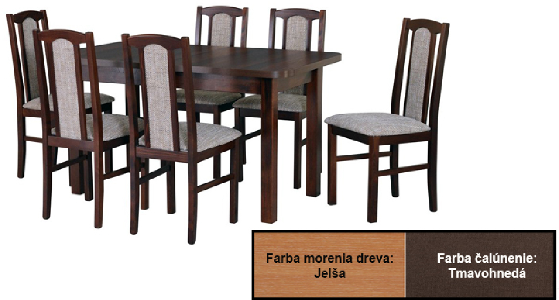 Jedálenský set Laera (jelša + tmavohnedá) (pre 6 až 8 osôb) *bazár